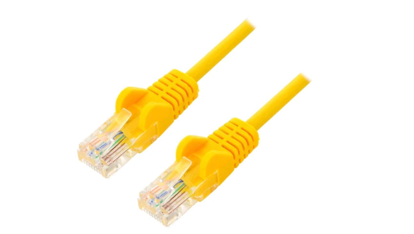 Patch cord U/UTP 5e linka CCA PVC żółty 20m 27AWG 68361