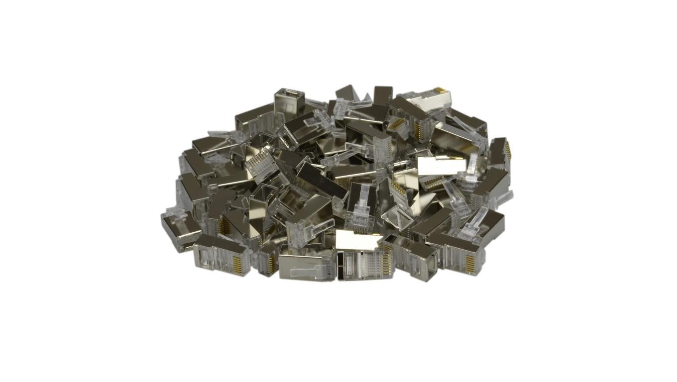 Wtyk modularny RJ45 8P8C kat.5e ekranowany FTP uniwersalny drut linka NEKU opakowanie WORECZEK 100szt.