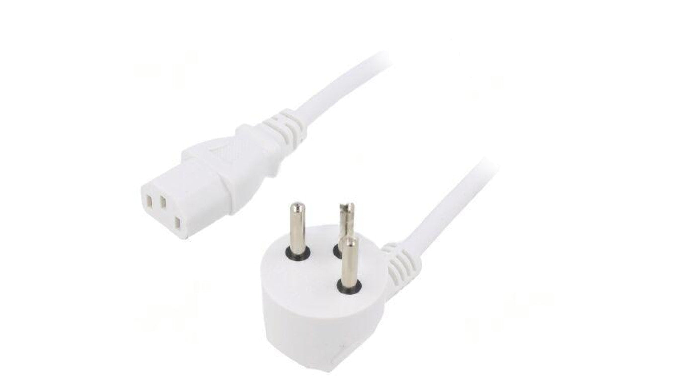Kabel: 3x0,75mm2, IEC C13 żeński,IS1-16P (H) wtyk kątowy LT-605+501 H05VV-F 3X0.75 WHT 1.8M