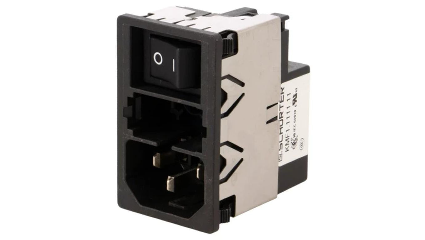 Złącze zasilające AC gniazdo męskie 1A 250VAC IEC 60320 KMF KMF1.1111.11