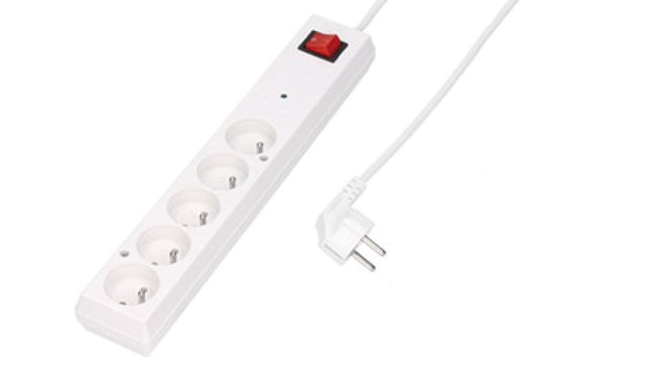 Listwa przeciwprzepięciowa PS-5PF z filtrem 5-gniazd z/u 10A 3m /OMY 3x1/ biała