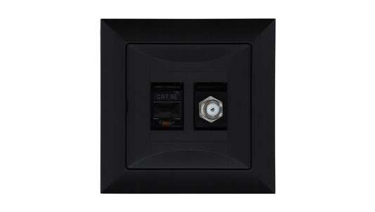 Gniazdo podtynkowe typu F + gn. RJ-45 Pola czarny, 33205