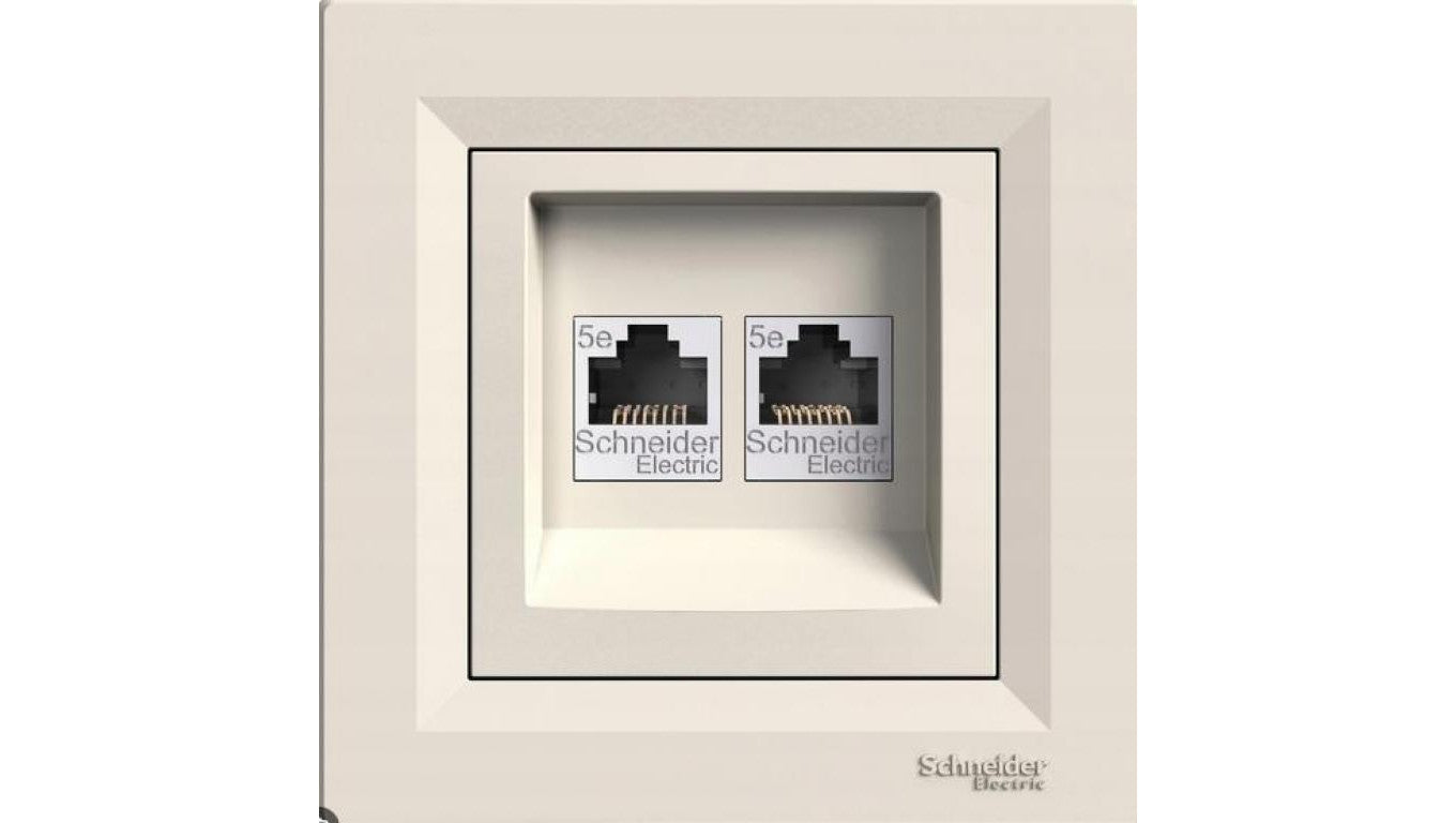 ASFORA Gniazdo teleinformatyczne kat.5e RJ45 + RJ12 kremowe EPH4900123