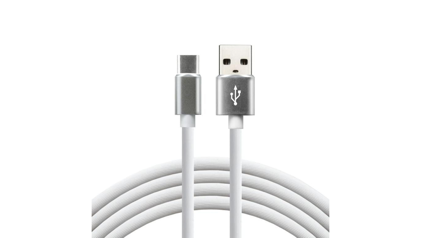 Kabel przewód silikonowy USB - USB-C / Typ-C everActive CBS-1CW 100cm z obsługą szybkiego ładowania do 3A biały