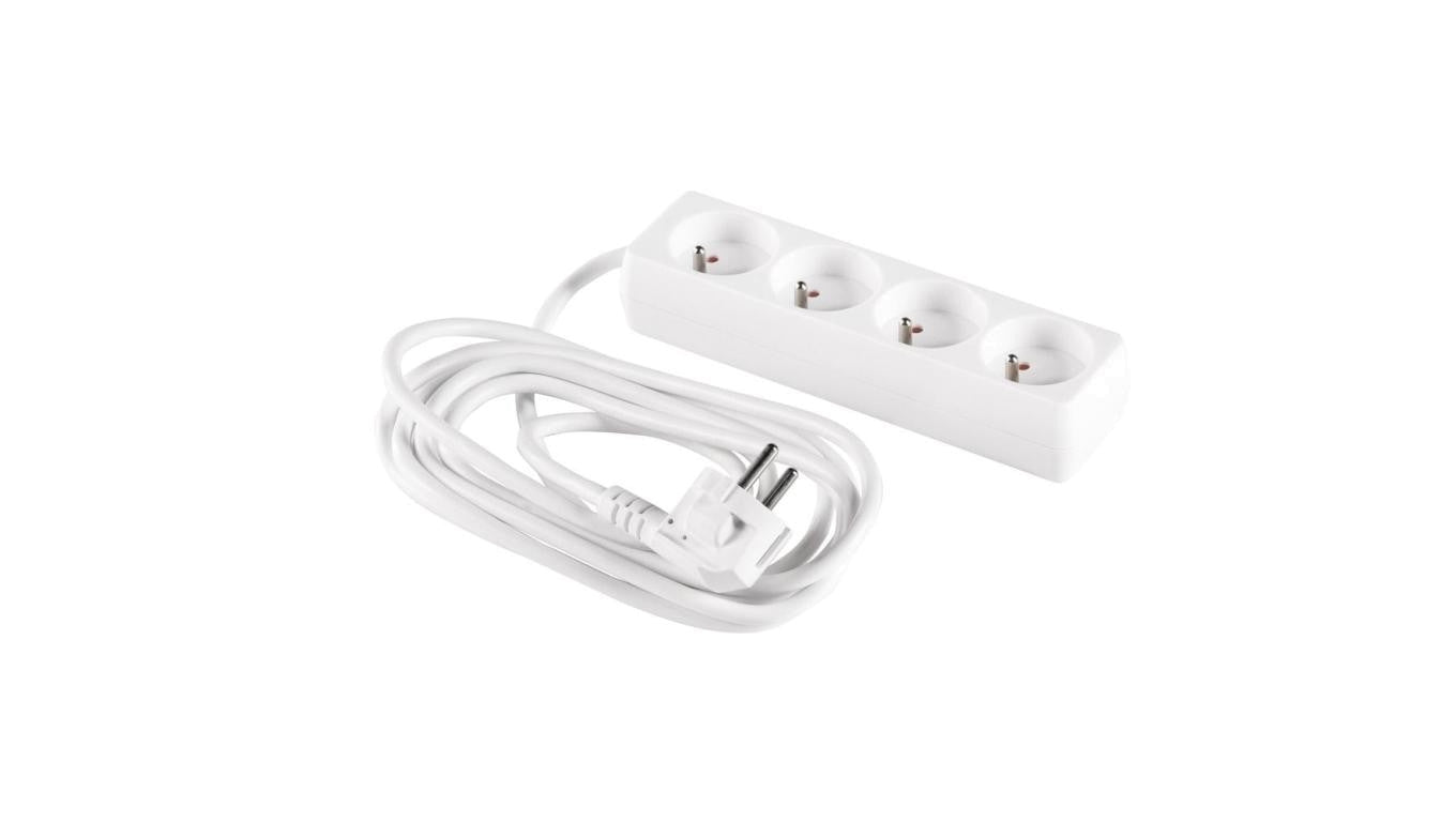 Przedłużacz 4-gniazda z/u 1,5m /H05VV-F 3G1/ biały PM-BW-4G-15