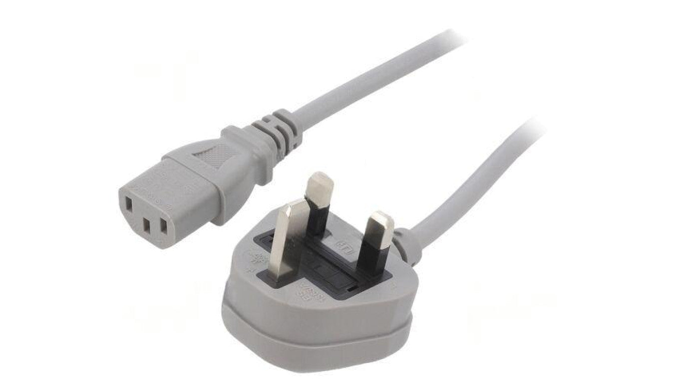 Kabel: 3x1mm2, BS 1363 (G) wtyk,IEC C13 żeński, 5m, 3A LT-318(3A)+501 3X1.0 GRY 5M
