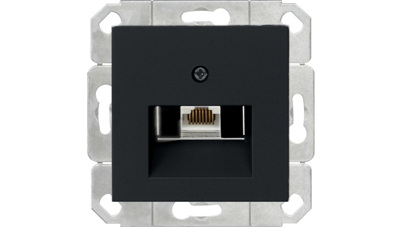 Gniazdo komputerowe poj. RJ45 cat. 6 Gira System 55 czarny mat