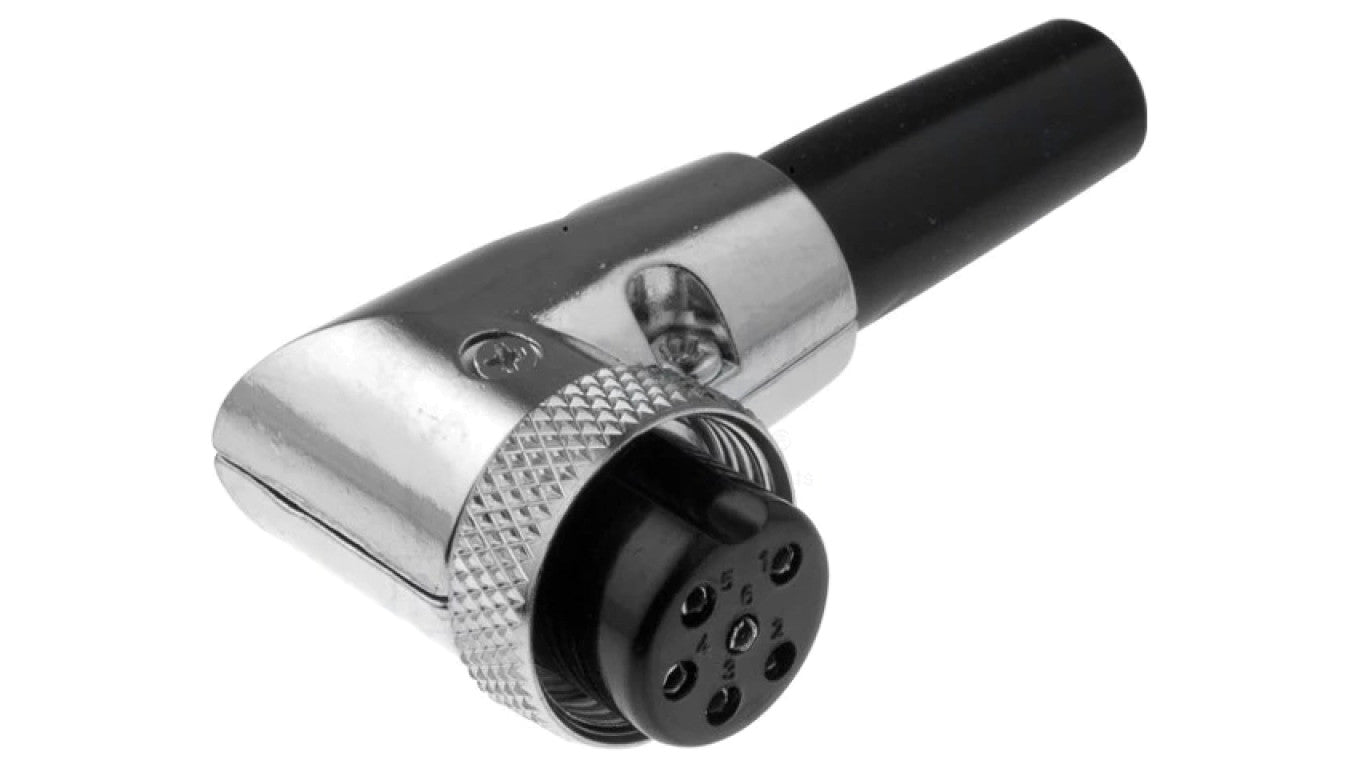 Wtyk mikrofonowe żeńskie 6-PIN na przewód kątowe 90 6mm FC684226R