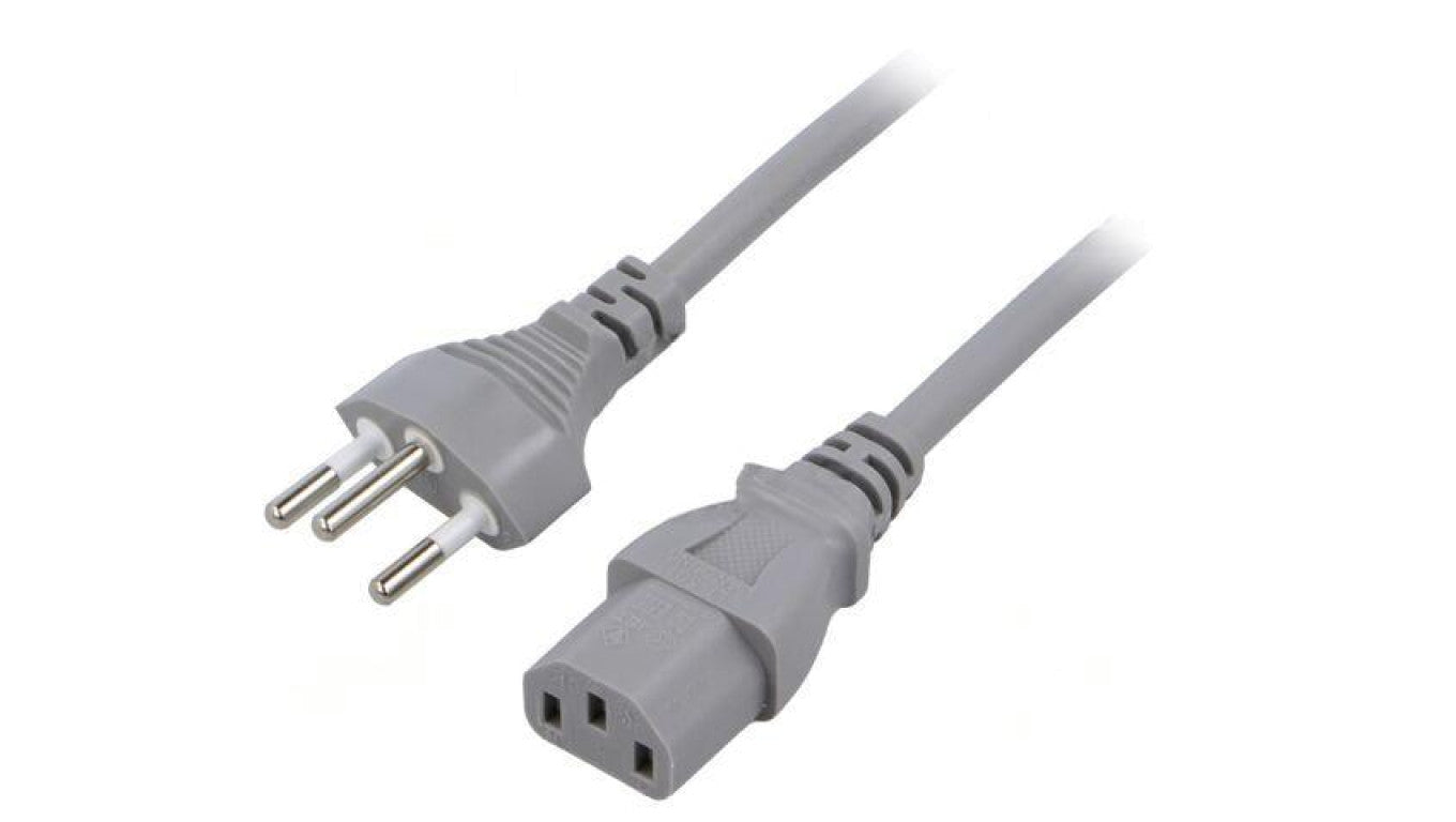 Kabel: 3x1mm2, IEC C13 żeński,SEV-1011 (J) wtyk, 5m LT-313+501 H05VV-F 3X1.0 GRY 5M