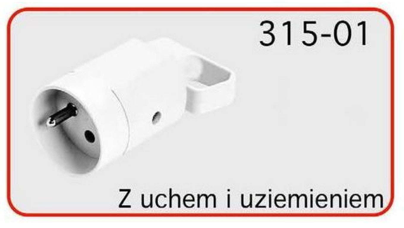 Gniazdo z uchem z uziemieniem 2P+Z 16A 250V IP20 białe 315-01