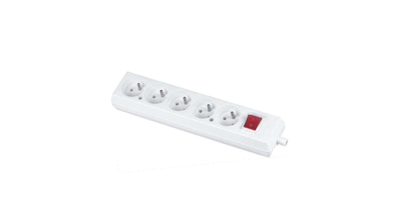 Gniazdo przenośne pięciokrotne 16A 2P+Z 250V z wyłącznikiem białe GN-570WS