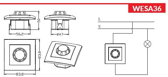Ściemniacz obrotowy LED  200/600W VCX WESA LC 36A Biały