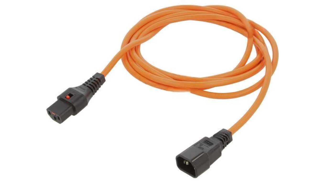 Kabel IEC C13 żeński, IEC C14 męski 3m z blokadą IEC LOCK IL13-C14-H05-3100-300-O