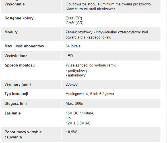ACO CDNA GR Centrala domofonowa do instalacji analogowych,