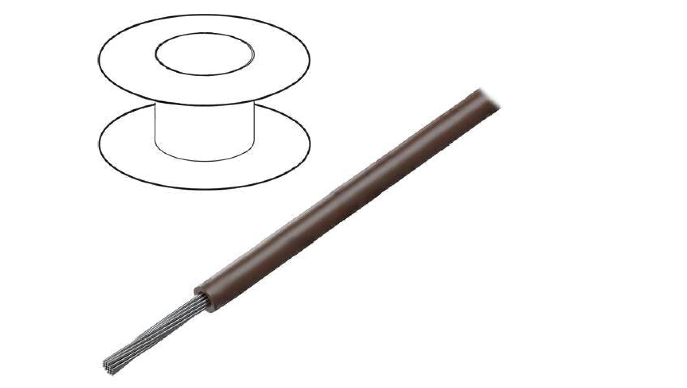 Przewód HookUp Wire linka Cu 26AWG PTFE brązowy 250V 305m 2843/7 BR001