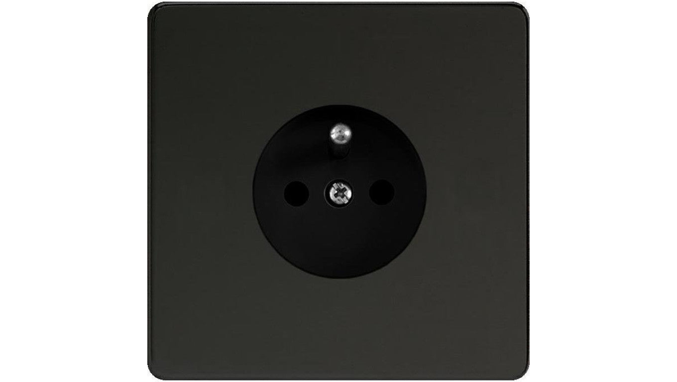 Varilight Metal gniazdo czarny mat B/K bez kołnierza wewnętrznego Linia Metal 16A 250V stal nierdzewna przesłony torów prądowych