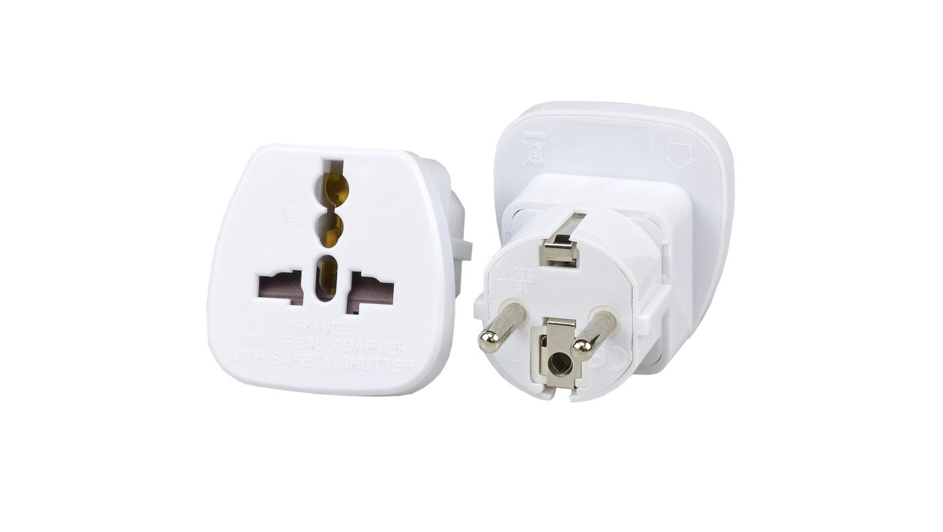 Adapter zasilania podóżny wtyk Uni-Schuko 2P+Z POLSKI / gniazdo uniwersalne UK