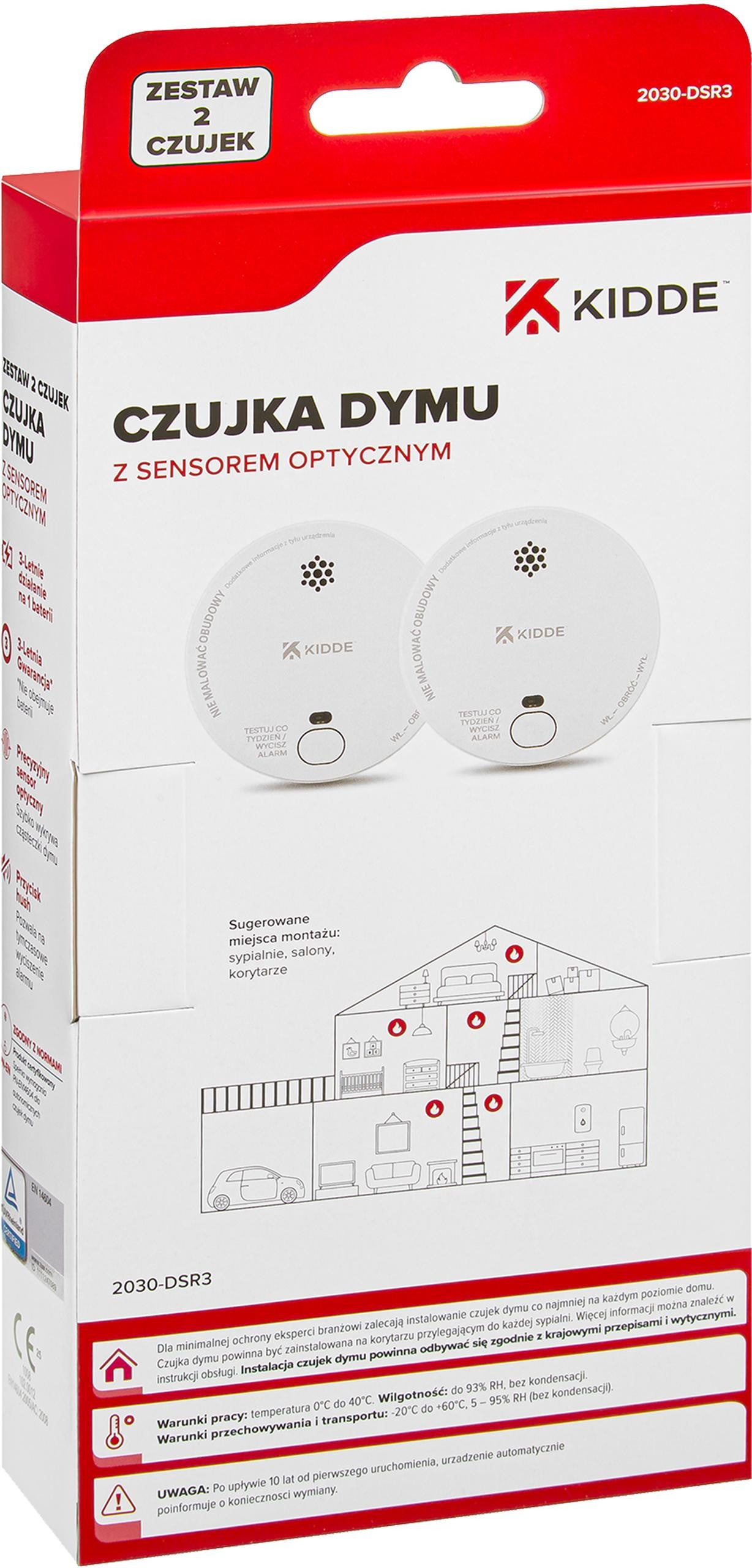 Zestaw 2 czujek dymu KIDDE 2030-DSR3