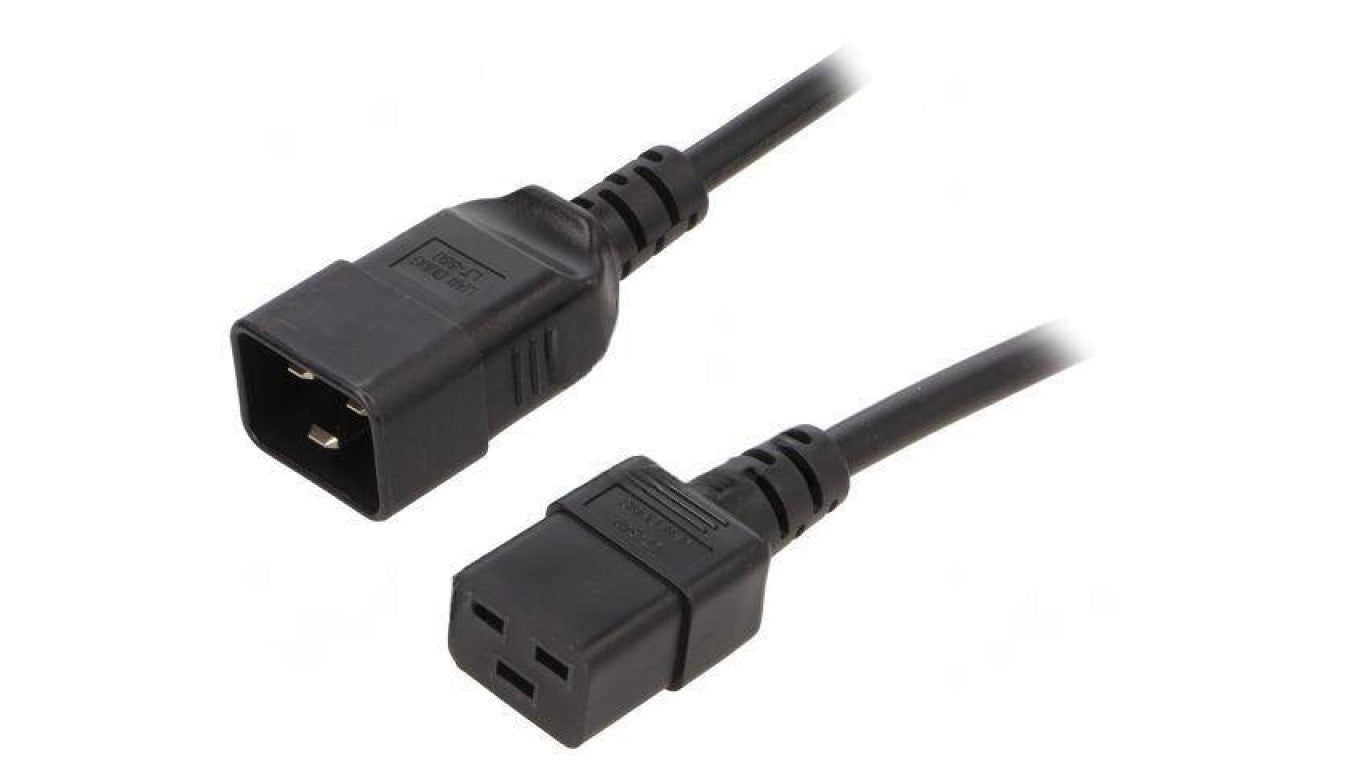 Kabel: 3x1,5mm2, IEC C19 żeński,IEC C20 męski, 5m LT-550+549 H05VV-F 1.5/3C BLK 5M