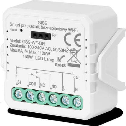 GISE Smart Pojedynczy moduł przekaźnikowy bezpotencjałowy WiFi | Tuya | GSS-WF-DR