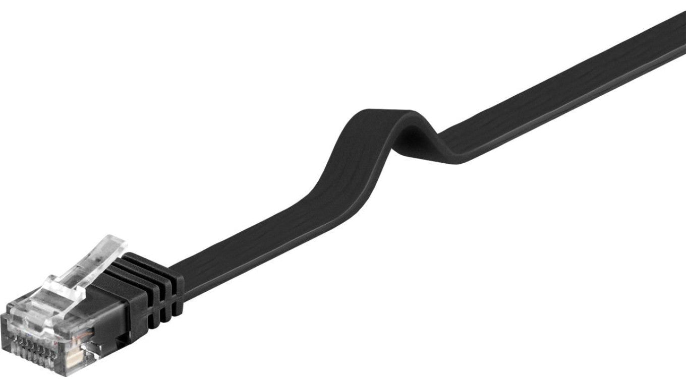 CAT 6Płaska Kabel połączeniowy,U/UTP, czarny - Długość kabla 1 m