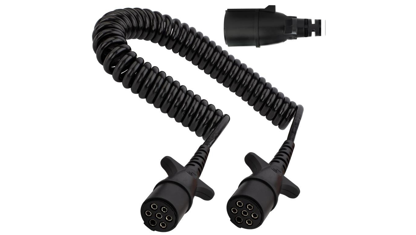 Przewód spiralny QLY-s kabel do naczepy zakończony zalewanymi wtykami 7-pin typu N 24V 4m