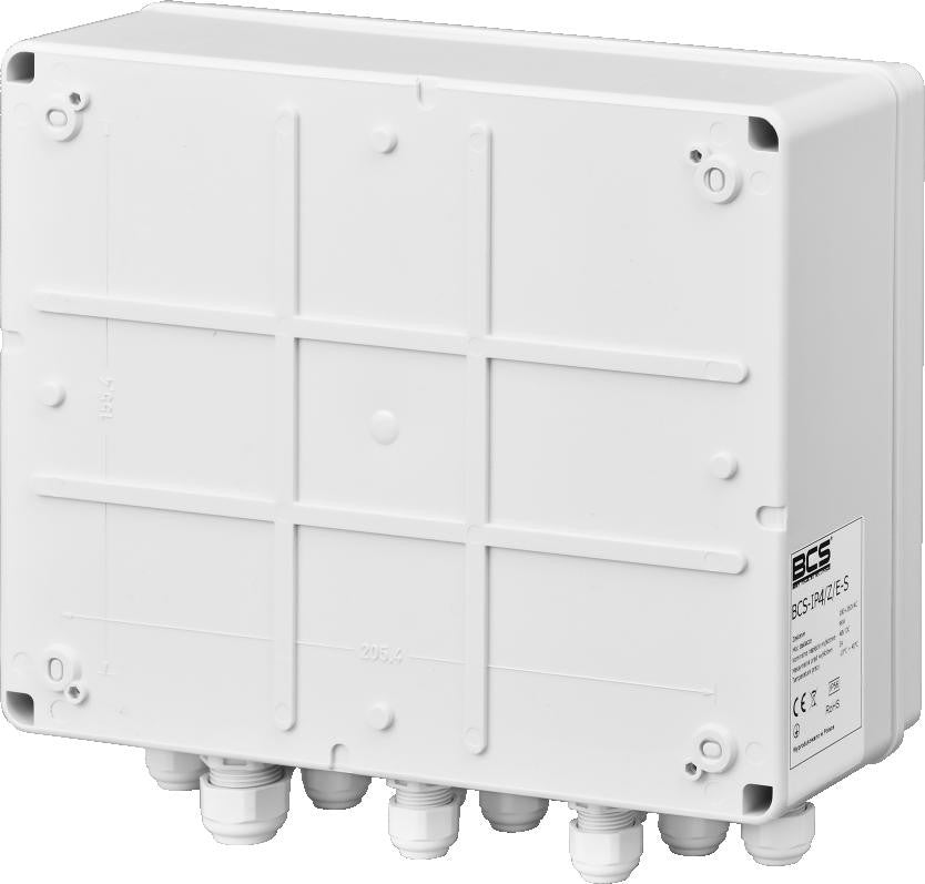 System zasilania do 5 kamer IP ze switchem PoE w obudowie zewnętrznej BCS POWER BCS-IP4/Z/E-S