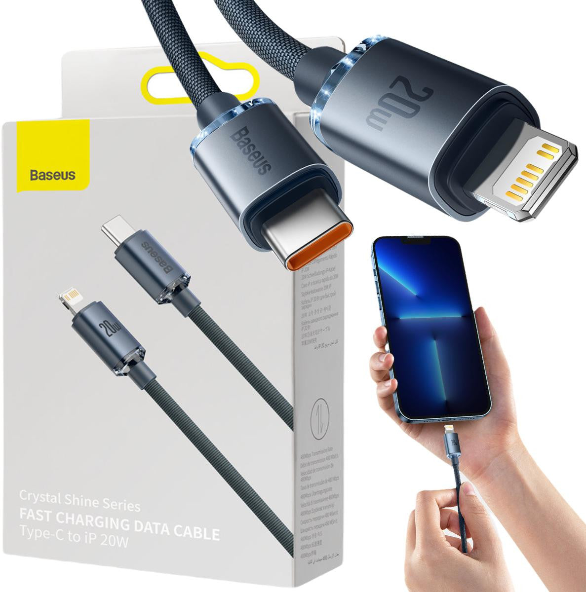 KABEL USB-C / Lightning iPhone Baseus Crystal CAJY000201 1.2m 20W  OPLOT PREMIUM