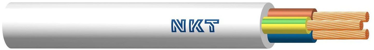 Przewód elektryczny giętki linka H05VV-F OWY 3x2,5mm2 300/500V NKT biały 100m