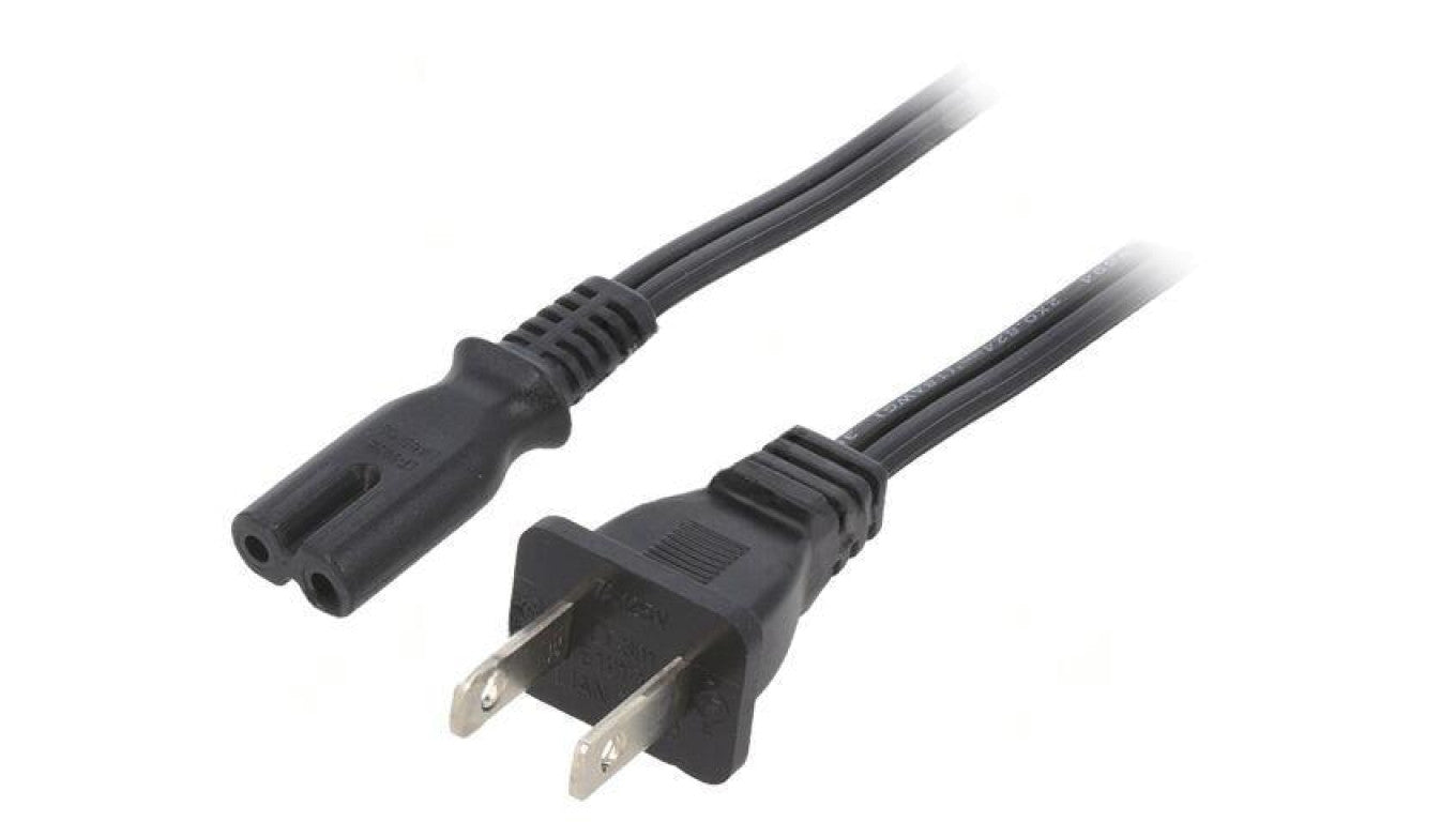 Kabel: 2x18AWG, IEC C7 żeński,NEMA 1-15 (A) wtyk, 1m LT-301+503B SPT-2 18/2 105C BLK 1M