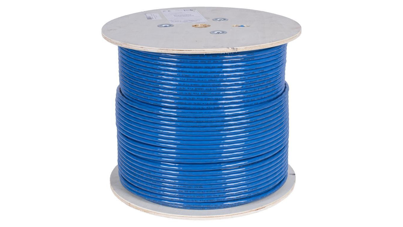 Kabel sieciowy U/FTP kat.6A skrętka 4x2x0,56mm zewnętrzny żelowany z podwójną powłoką PE niebieski Molex /305m/