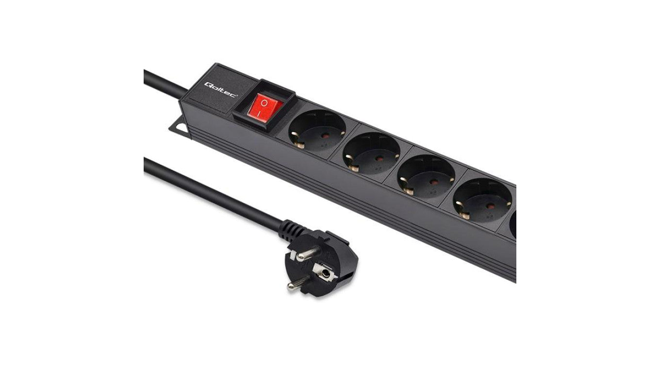Qoltec Aluminiowa Listwa zasilająca PDU do RACK 16A 16 x SCHUKO Pionowa 1.8m