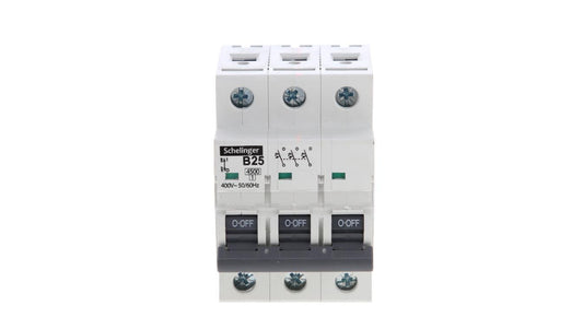 Wyłącznik nadprądowy 3P B 25A 4,5kA AC SCHELINGER A02-G7-3P-B25