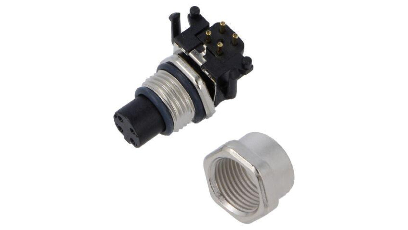 Złącze M12, żeńskie, PIN: 4, wtyk, proste, ekranowane, na panel, 250 V, 4 A MSDS-04PFFR-SF7003