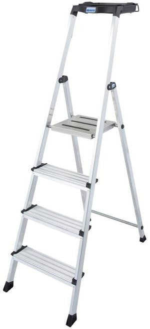 Drabina aluminiowa jednostronna Krause SECURY MultiGrip 1x4 z półką 126528