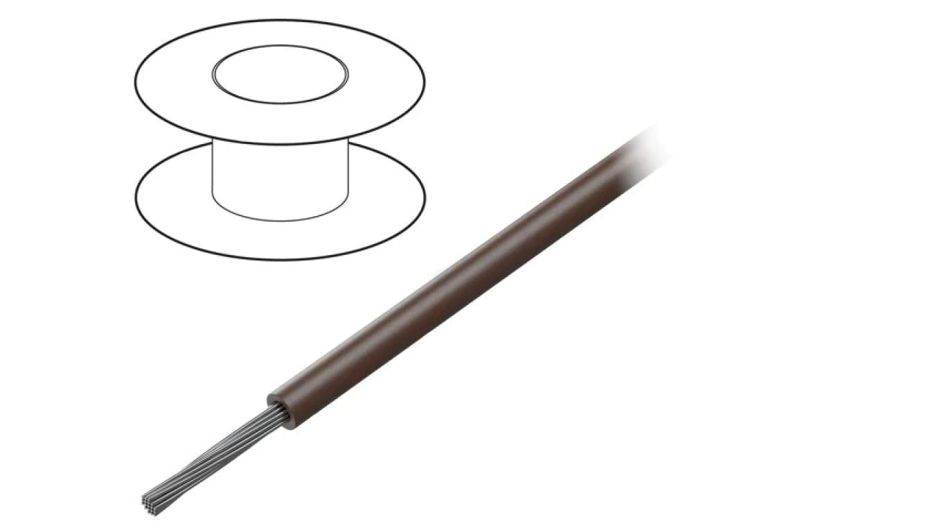 Przewód na rolce o długości 30,5m linka Cu, 150V PVC brązowy 18 AWG 7057/19 BR005