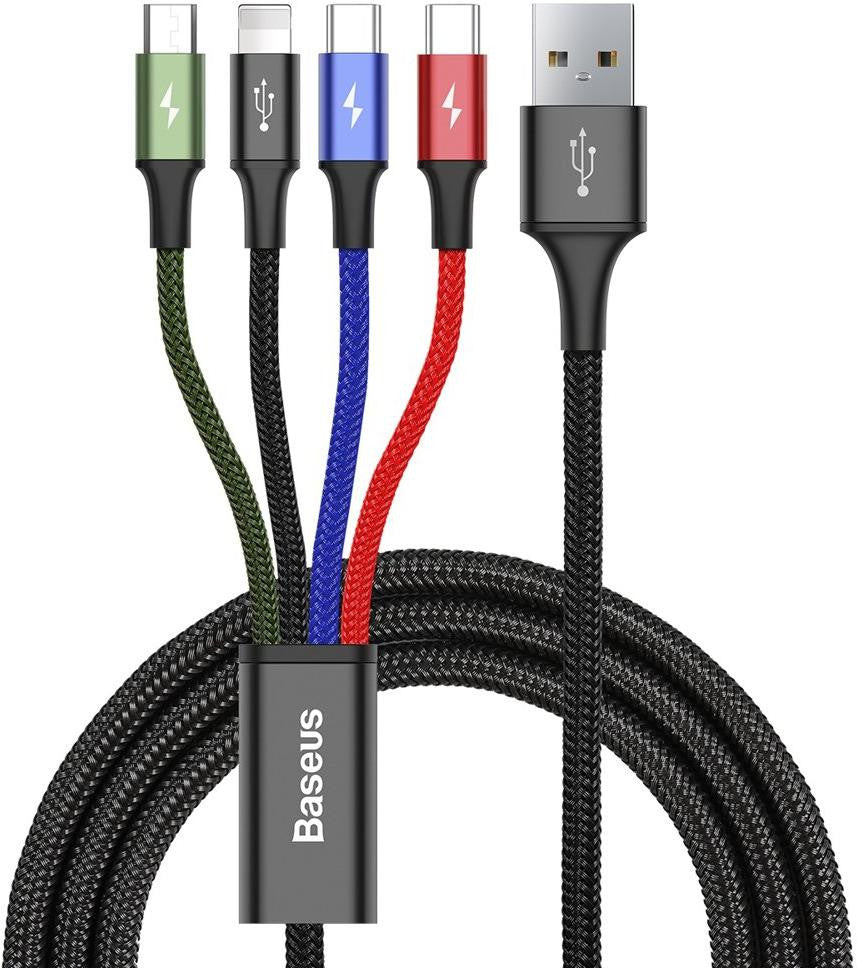 KABEL 4w1 USB-A / Lighting iPhone 2x USB-C micro-USB Baseus Cafule CA1T4-B01 1.2m 3.5A W OPLOCI