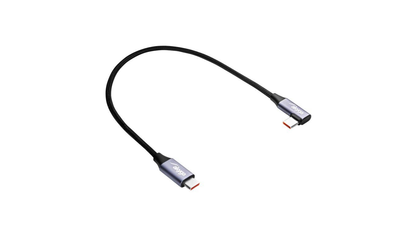 Kabel USB Akyga AK-USB-53 USB type C (m) / USB type C (m) kątowy ver. 2.0 60W 0.3m