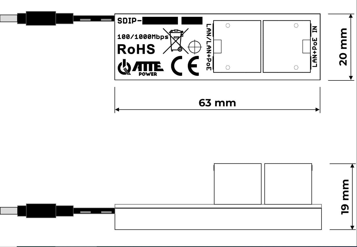 Adapter PoE ATTE SDIP-12-121
