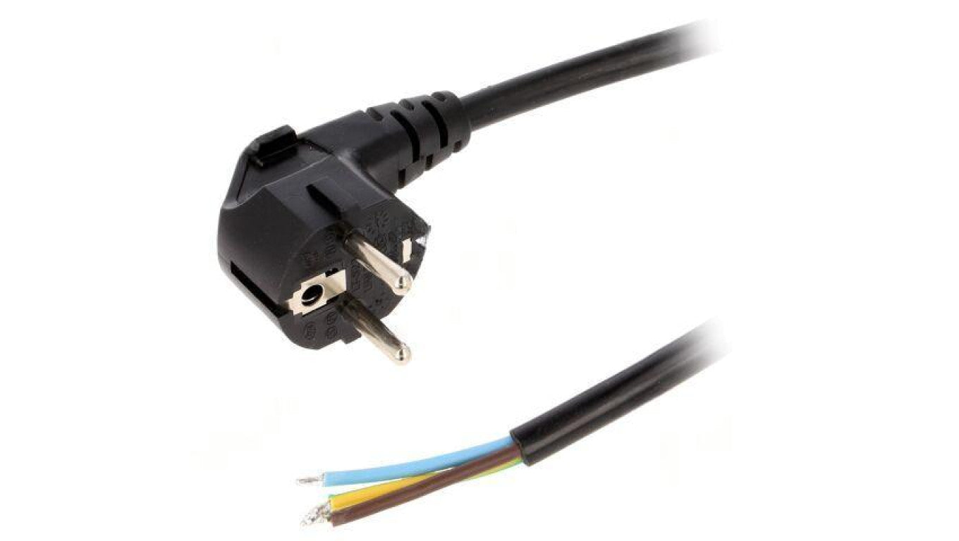Kabel: 3x1,5mm2, CEE 7/7 (E/F) wtyk kątowy, 5m LT322 H05VV-F 3X1.5 5.0M BLK
