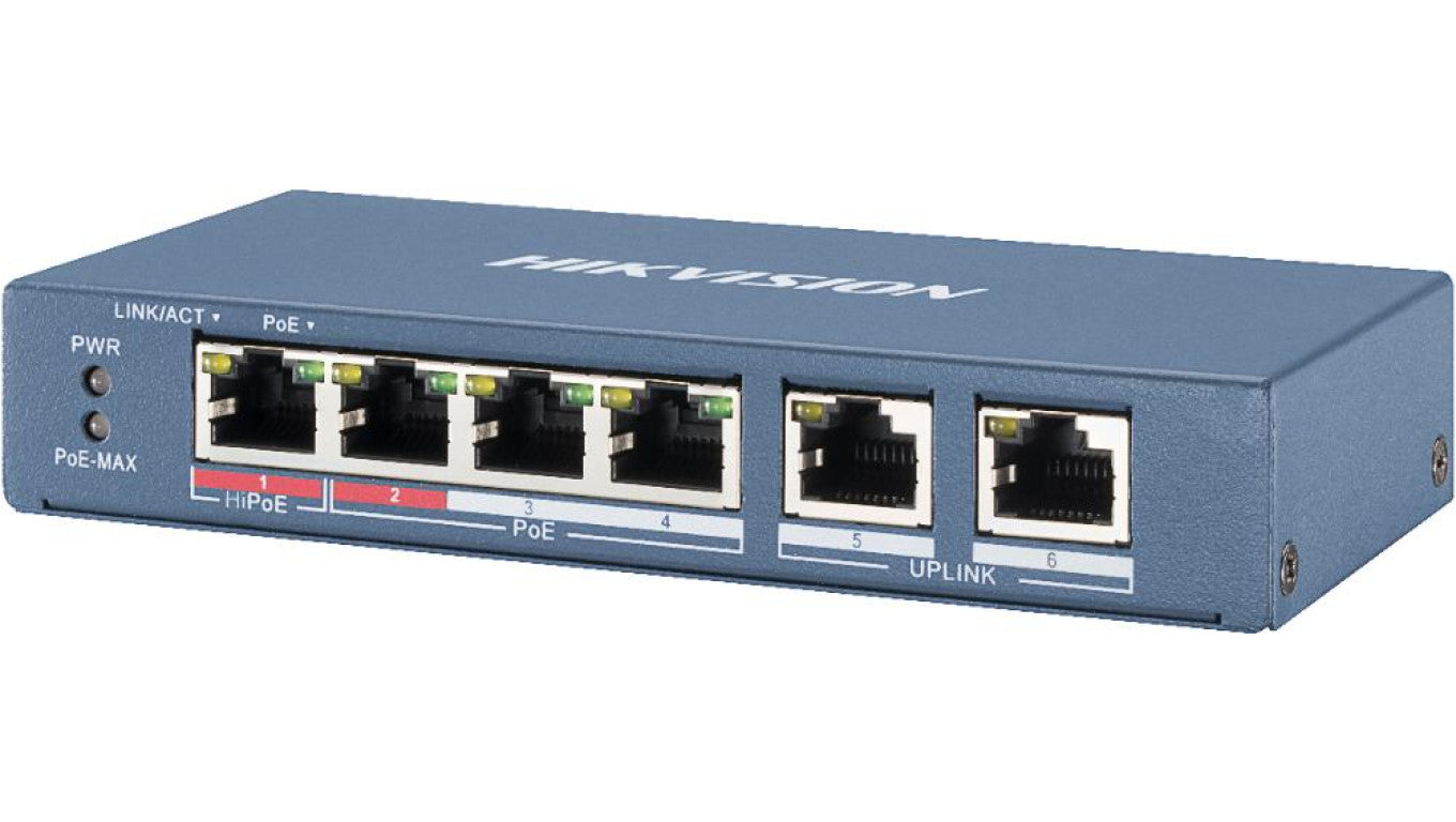 Switch PoE 4-portowy 100Mbps (niezarządzalny) DS-3E0106HP-E
