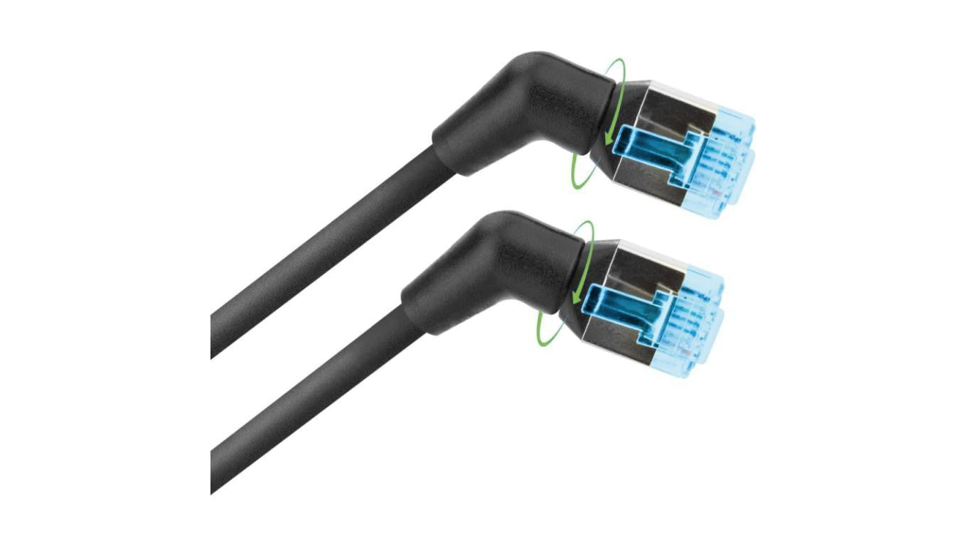 Patchcord Cat6a U/FTP 100 miedź obrotowy kątowy slim /3 m/