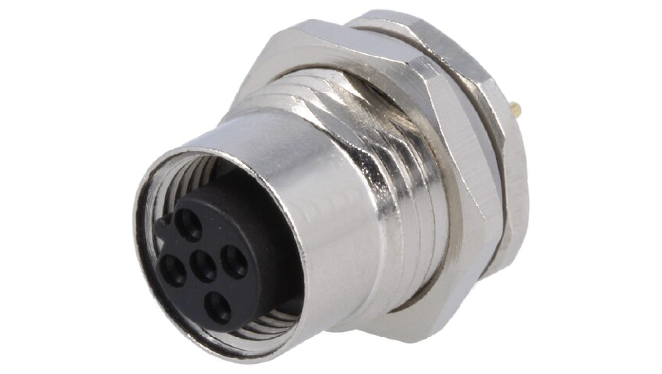 Złącze okrągłe M12 żeńskie proste montaż THT 5-PIN 60V T4141412051-000