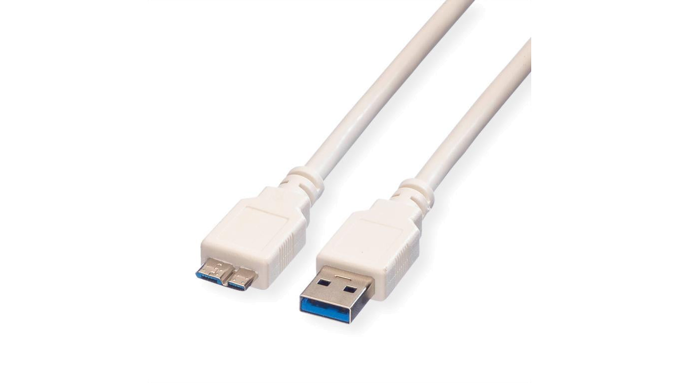 Kabel VALUE USB 3.2 Gen 1, A M - Micro B M, biały, 3 m