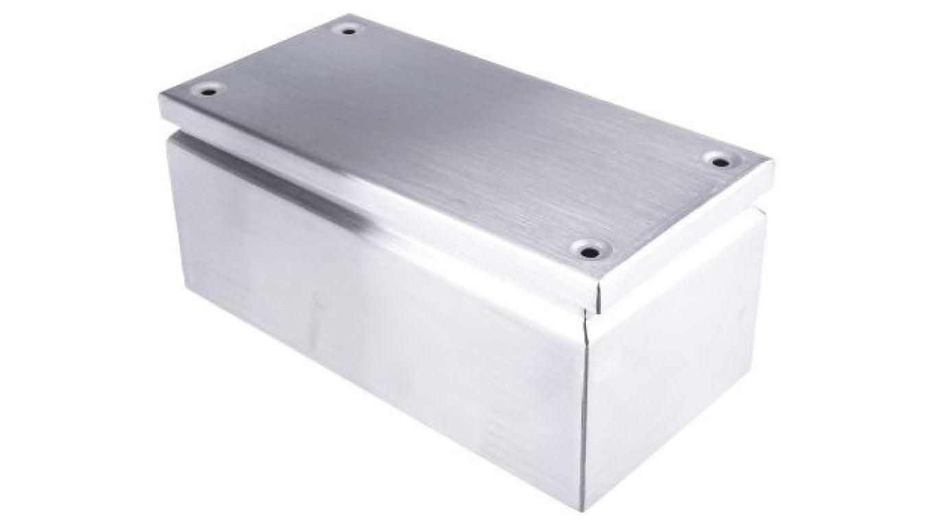 Puszka elektroinstalacyjna, 300 x 150 x 120mm, IP66, kolor Niemalowany, materiał Stal nierdzewna, 0-wejściowa, RS PRO