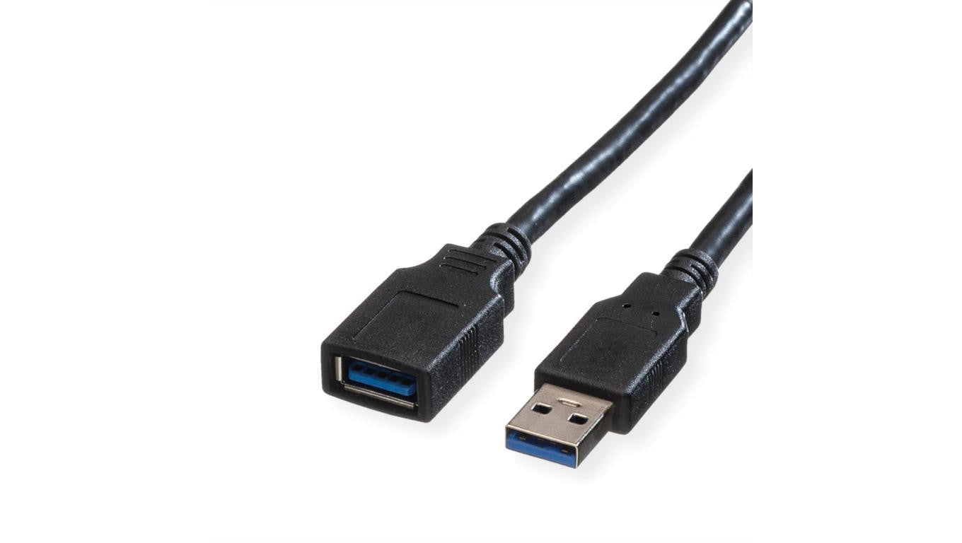 Kabel ROLINE USB 3.2 Gen 1, typ A-A, M/F, czarny, 1,8 m
