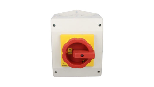 Rozłącznik główny/awaryjny w obudowie 3P 63A 22kW AC23A 400V pokrętło żółto-czerwone 3LD2565-0TB53