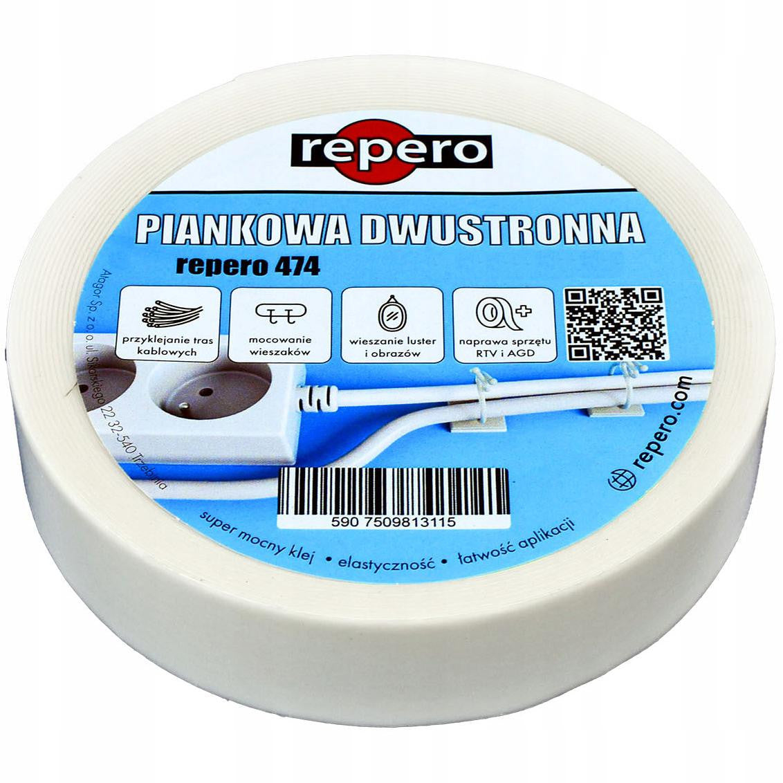 TAŚMA REPERO 474 PIANKOWA 12MMX5M