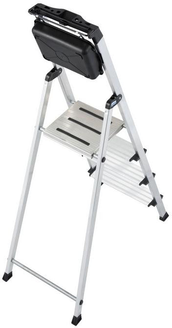 Drabina aluminiowa jednostronna Krause SECURY MultiGrip 1x4 z półką 126528