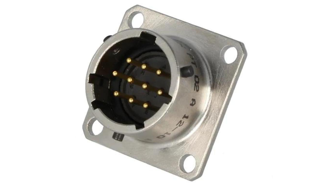 Złącze okrągłe gniazdo kołnierz (4 otwory),na panel 10-PIN PT02A1210P023
